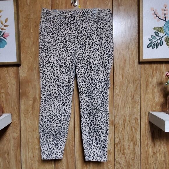 Ella Moss Leopard Print High Rise Skinny Ankle Jean Size 32 Waist - Picture 1 of 6